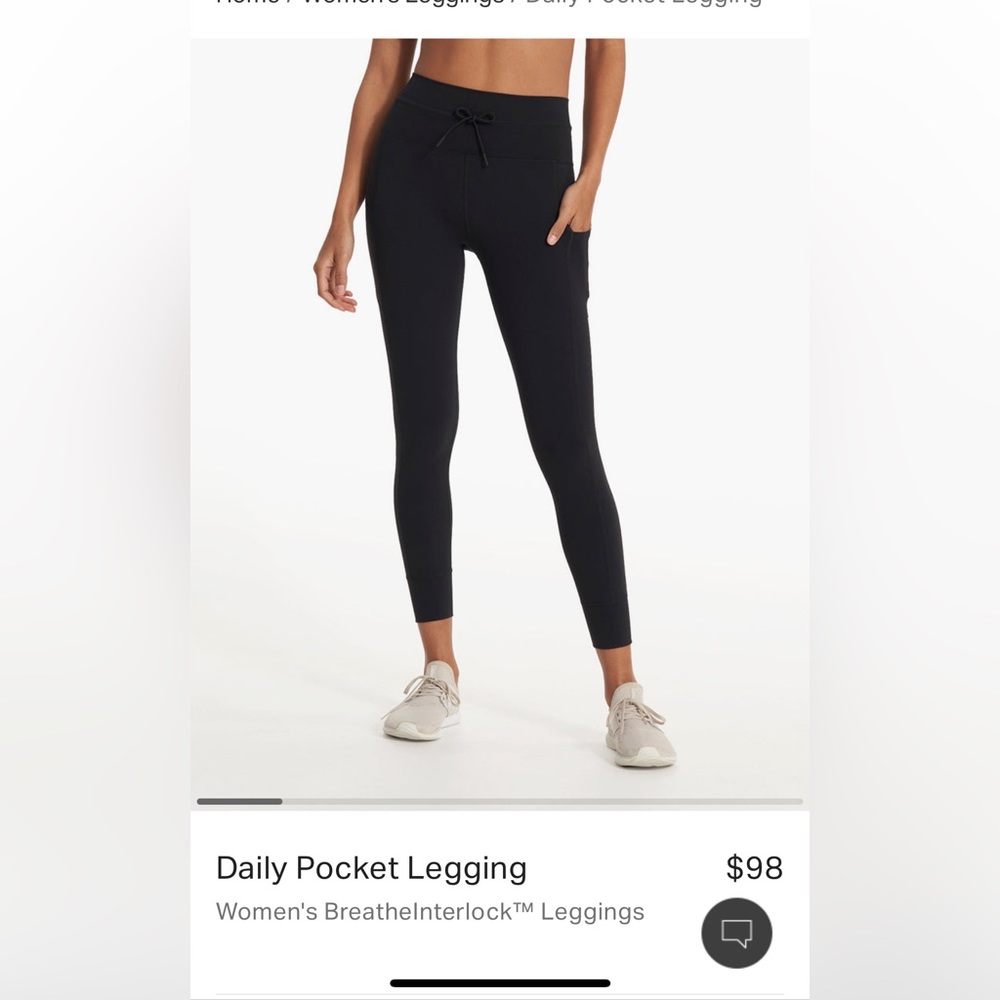 Vuori Daily Pocket Leggings in Black Size Small